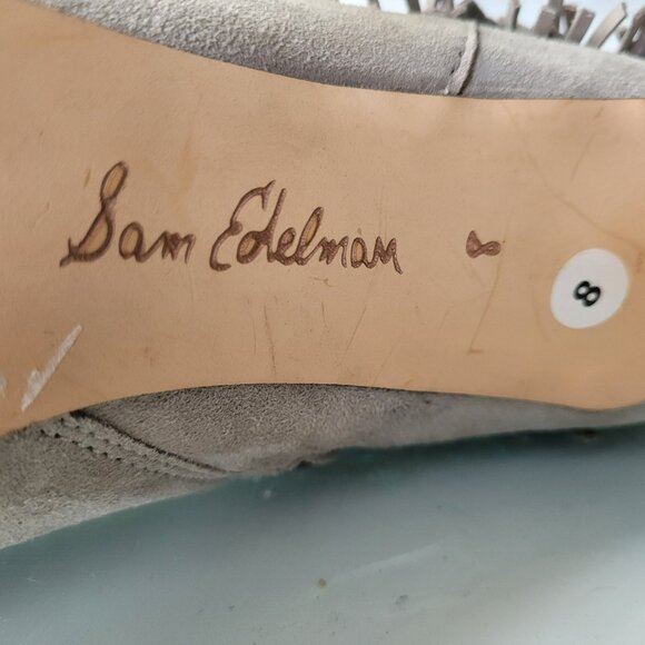 Sam Edelman Kandice Gray Fringed Pointed Toe Suede Bootie Women's US 8 M - Picture 4 of 9